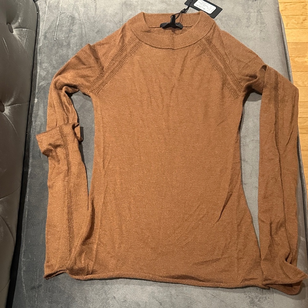 NWT Rag & Bone 100 % Cashmere Brown Long Sleeve Top